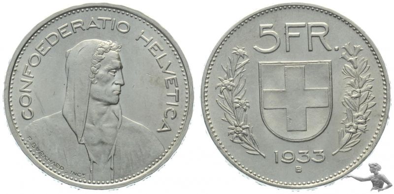 5 Franken 1933 B Tell | QUALITÄT - GÜNSTIGES ANGEBOT !